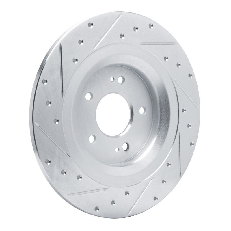 Hyundai Ioniq 5 Brake Rotor (1) - Rear Right - R1 Concepts - Drilled & Slotted - Silver - `22-`25
